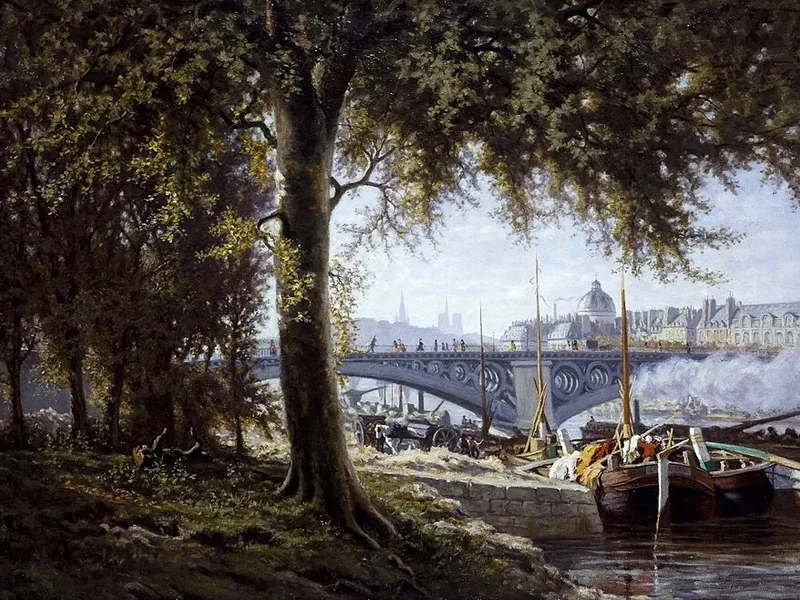 1830-Alfred-Alexandre Delauney - Il Pont des Saints-Pères intorno al 1860